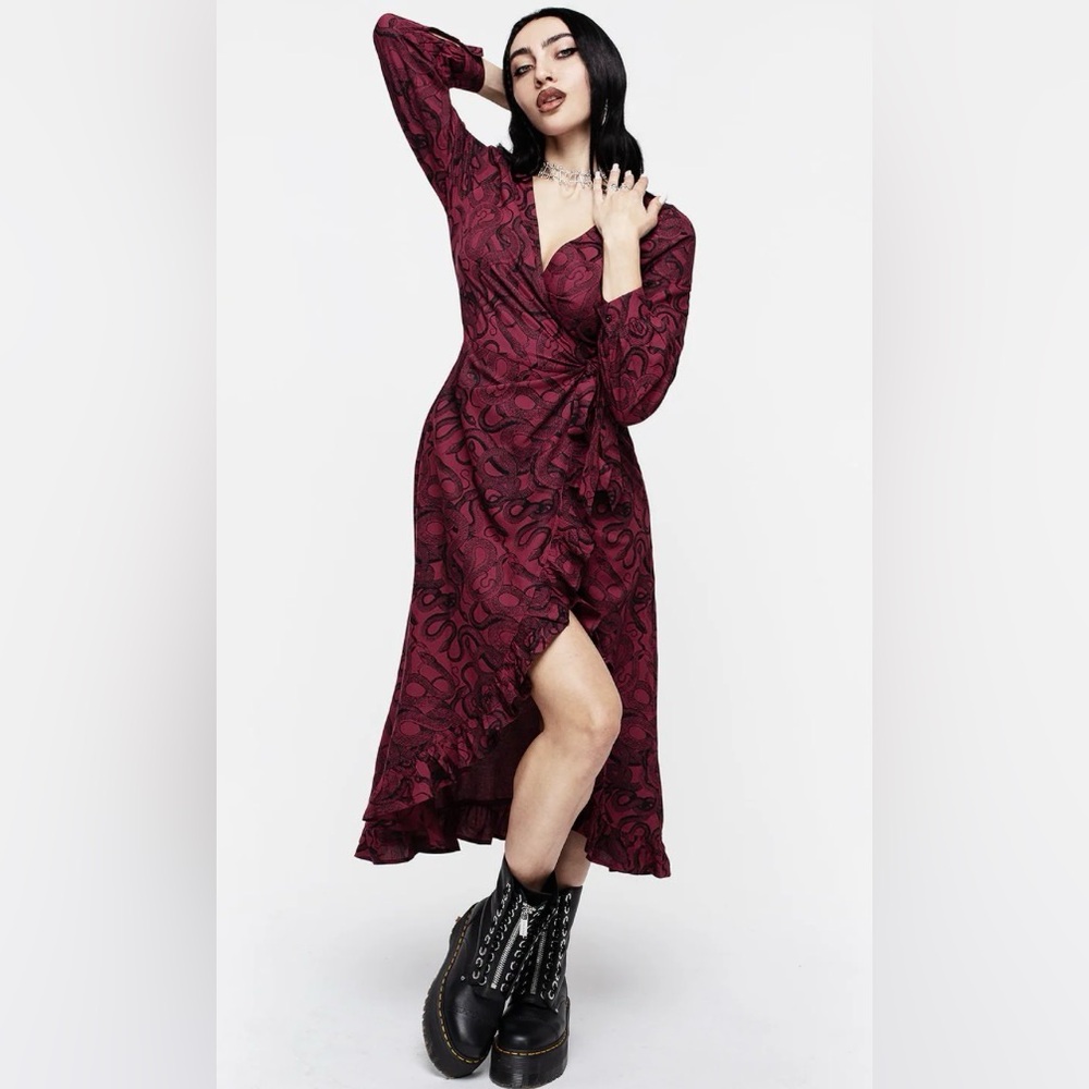 Disturbia🖤 Ophidia Snakes 🐍 Print Wrap Maxi Dress in Red ❣️